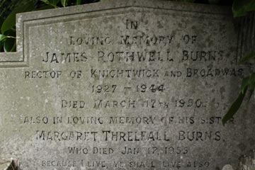 Grave Stone - Broadwas Churchyard.