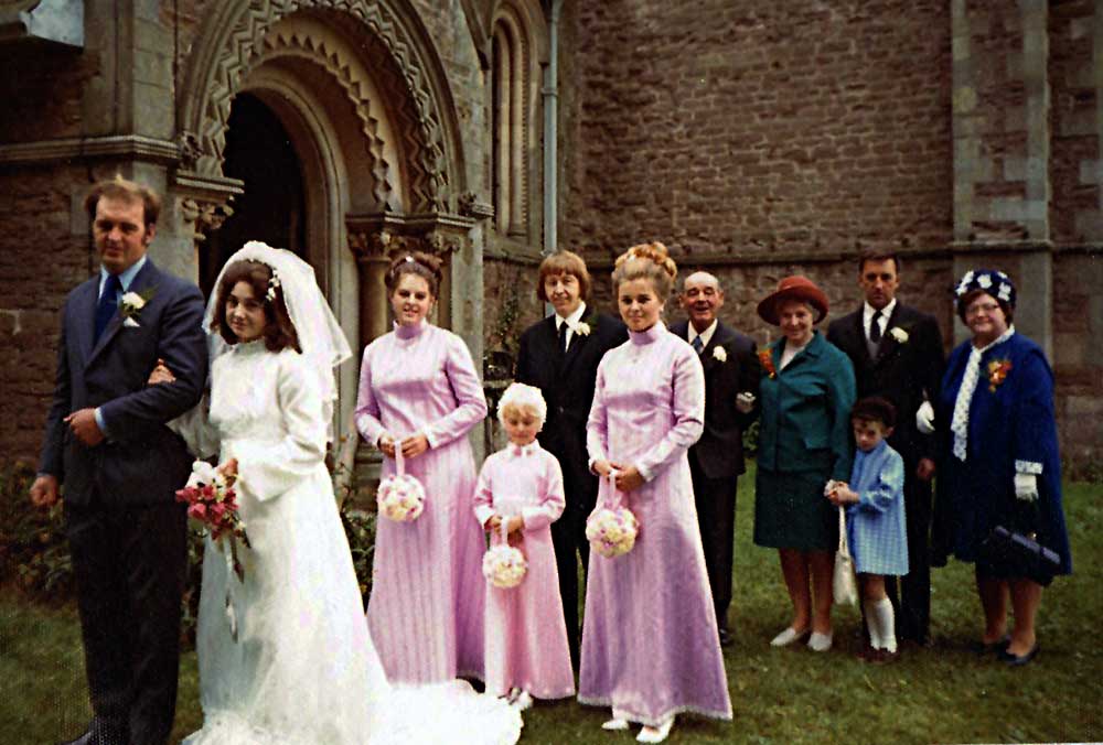 William and Barbara (Bayliss) Brazier - On their Wedding day, at St John's Church, Pencombe.