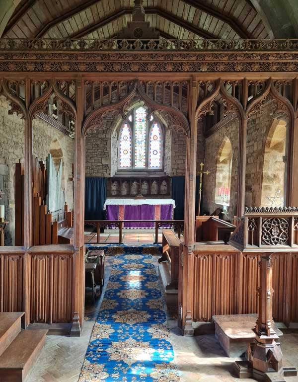 St. Lukes, Ullingswick, Herefordshire. The screen and lectern provided by the children of John and Mary Ware.
