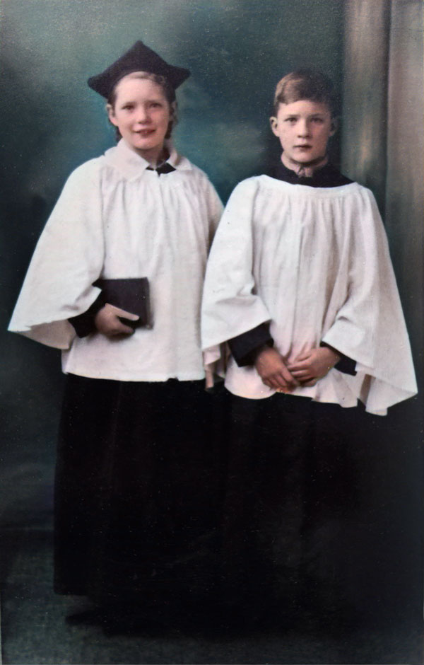 Graham and Josephine in the Choir at Knightwick - Circa 1952.