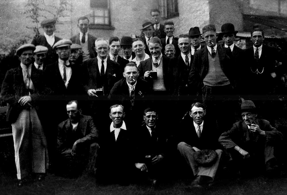 Dad with friends outside The Flying Horse Public House