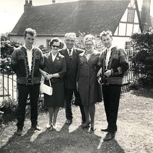 Left to right: Bjørn Egil Stenersen, Ester (Pedersen) Stenersen, Birger Gunvald Stenersen, Gunvald Magna Stenersen, Josephine Lucy (Holland) Stenersen.